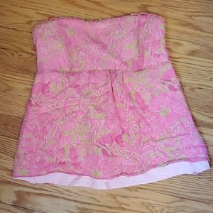 Lilly Pulitzer pink and green tube top